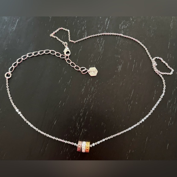 Swarovski Jewelry - Swarovski Necklace Touchstone Crystal Tri-Color Necklace Gold/Silver 3 Rings